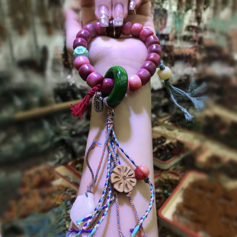 

Yak Bone Bead Hand-woven Lepidolite Turquoise Imitation Antler Bracelet Travel Souvenir Jewelry