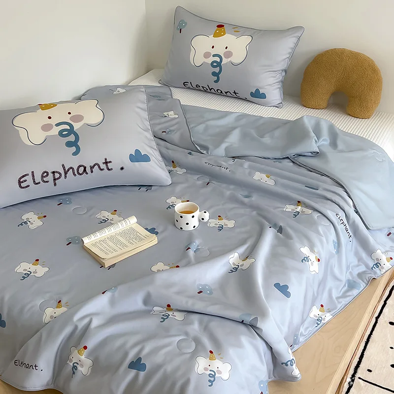 Lyocell Tencel Summer Quilt Cooling Air Conditioner Comforter for Kids Adults with Matching Pillowcase Set