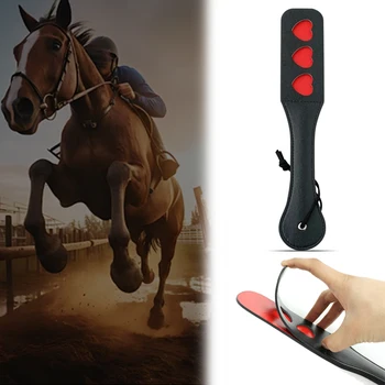 1pc PU Leather Riding Whip Portable Outdoor Game Durable Soft Handle Horse Riding Paddle Horse Racing Training Practice Tool