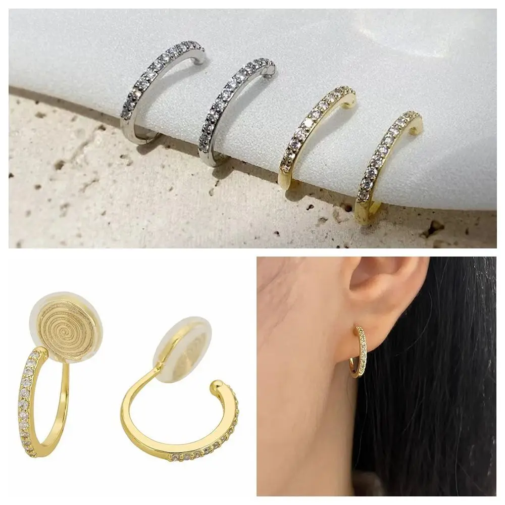 Copper Pressure Earrings Rhinestone Silver Color Keloid Pressure Earrings Gold Color Lightweight Clip on Compression Earring