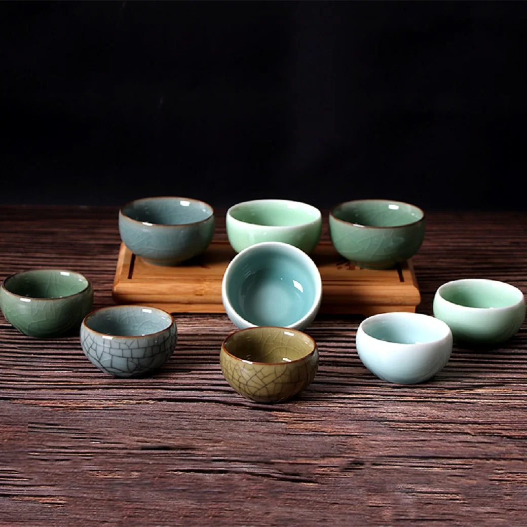 

Celadon Tea Set, Kung Fu Tea Cup, Ceramic, Purple Sand, Ru Kiln, Small Tea Bowl, Porcelain Tea Cup below 200ml