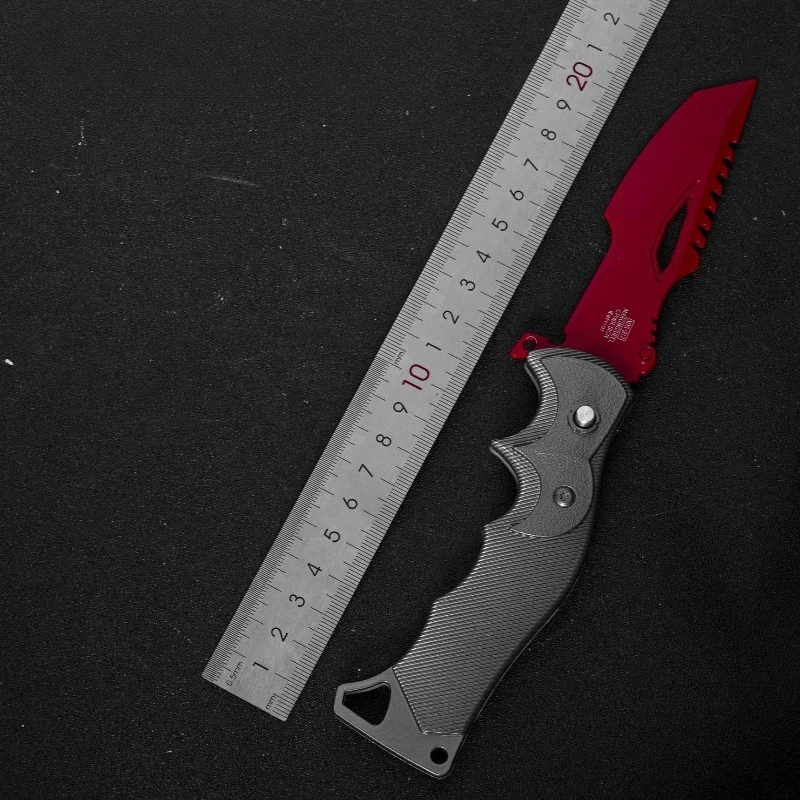 22cm/8.66in arena breakout jogo vermelho mandarim faca dobrável armas de metal modelo liga pingente ornamentos sem cortes coleção desktop