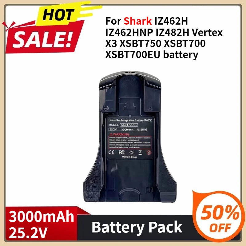 For Shark IZ462H IZ462HNP IZ482H Vertex X3 XSBT750 XSBT700 XSBT700EU 3000mAh 25.2V Battery Pack