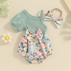 Ropa Para niña recién nacida, pelele Floral de un hombro, mono infantil de 0, 3, 6, 9, 12, traje de verano