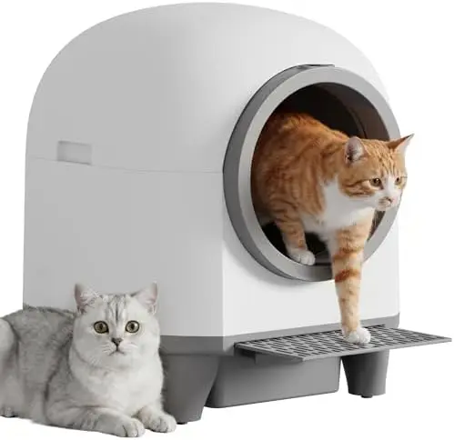 Enclosed Self-Cleaning Cat Litter Box, 90L XL, App Control, Quiet | For Multi-Cat Homes — Anti-Pinch Safety Sensors