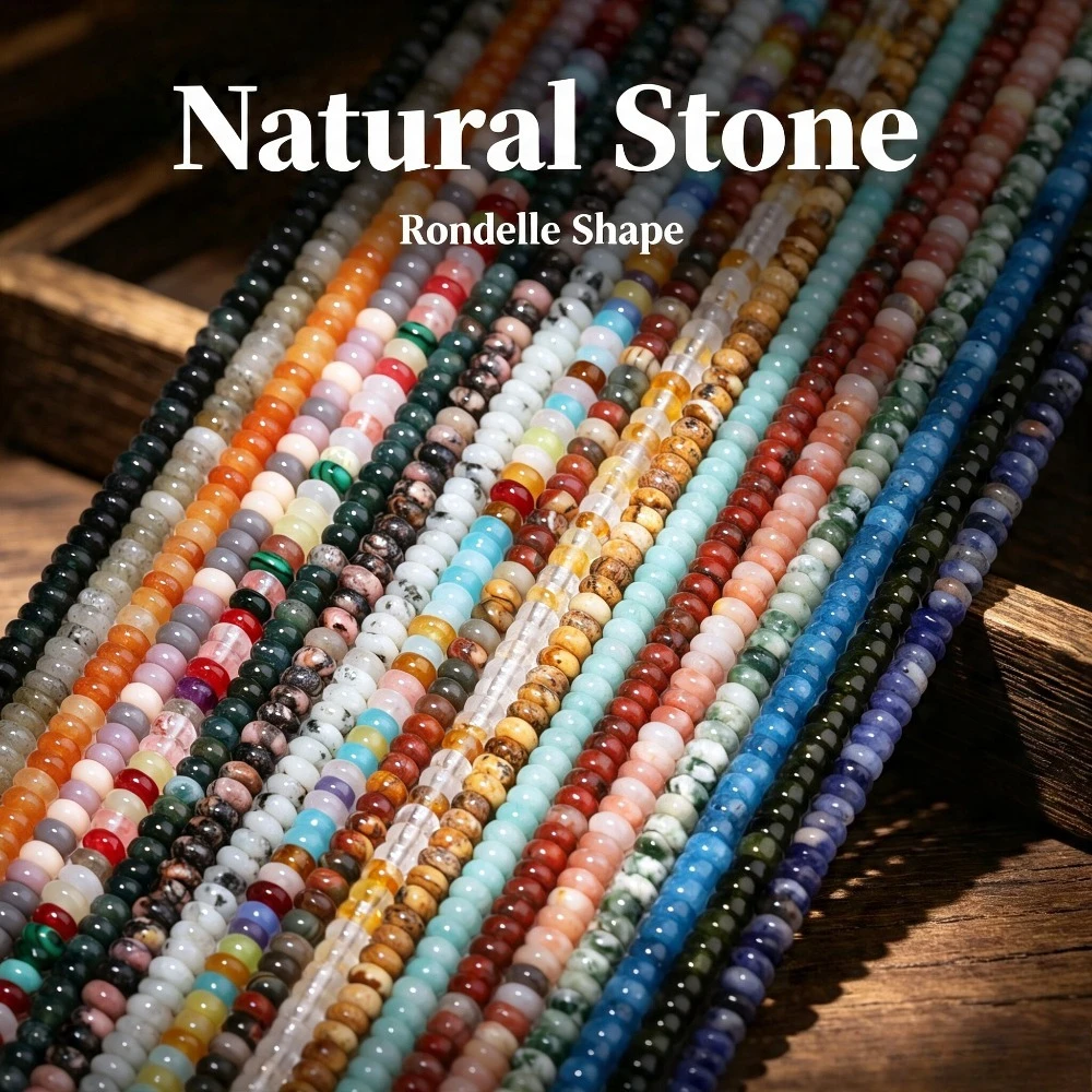 4*2mm Naturstein-Rondellperlen Achat Quarz Jaspis Lose Abakusperlen für Schmuckherstellung DIY Armband Halskette Zubehör 15" – Detail 6