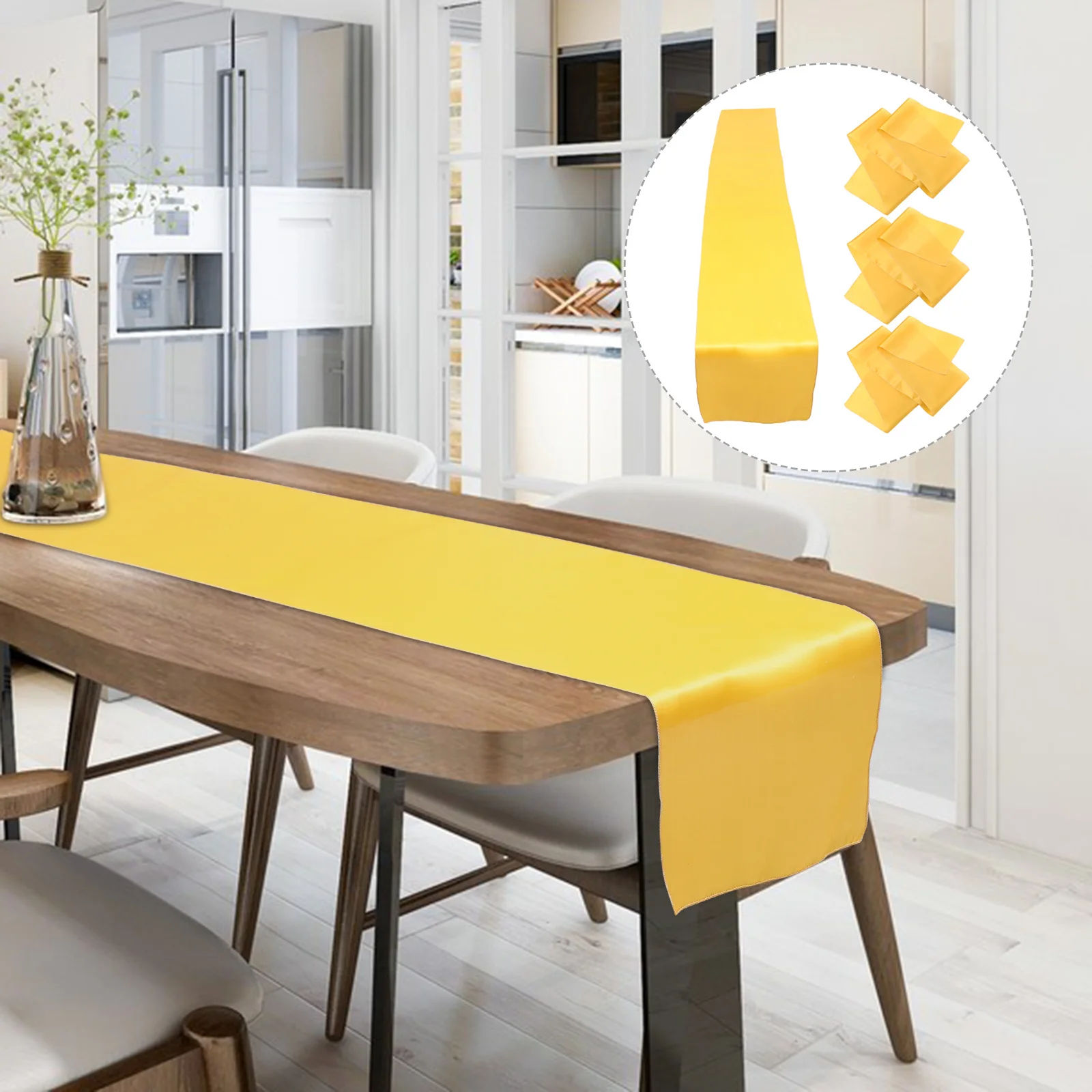 

4Pcs Satin Table Runner Soft Smooth Material Long Table Runners Wedding Banquet Party Decor Hotel Tablecloth Festive Tablecloth