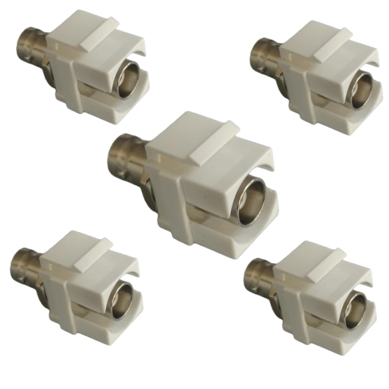 5-delige Bnc Q9 Sdi Component Vrouw Naar Vrouw Connector Met Gesp Ondersteuning Voor Wandpaneel Installatie, Zwart En Wit