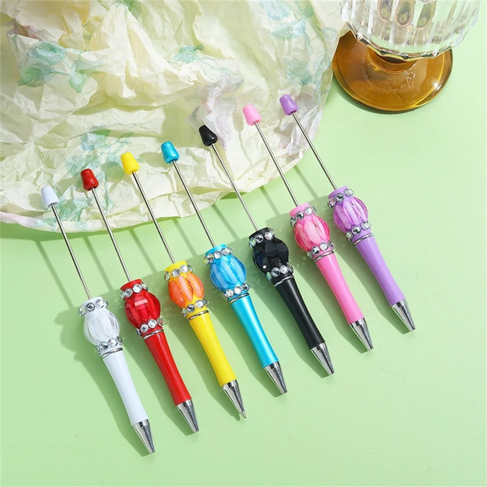 Q88 Girl Full Diamond Lantern Bead Pen DIY Handmade Stick Diamond Ballpoint Pen Beaded Student Pen Gift Pen