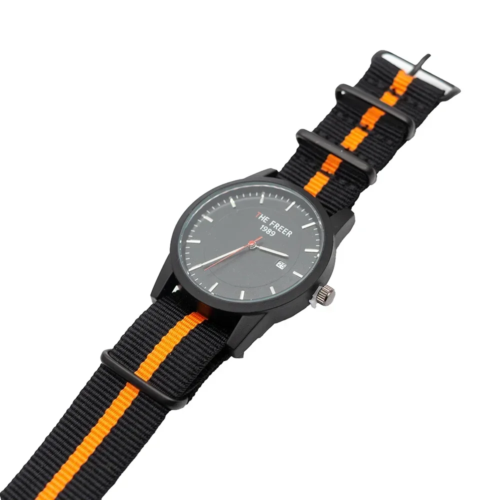 Black-Orange Replacement Wristband  Advanced Watch Striped Strap Adjustable Premium Nylon Band 18/20/22/24MM Watch Accessoriss