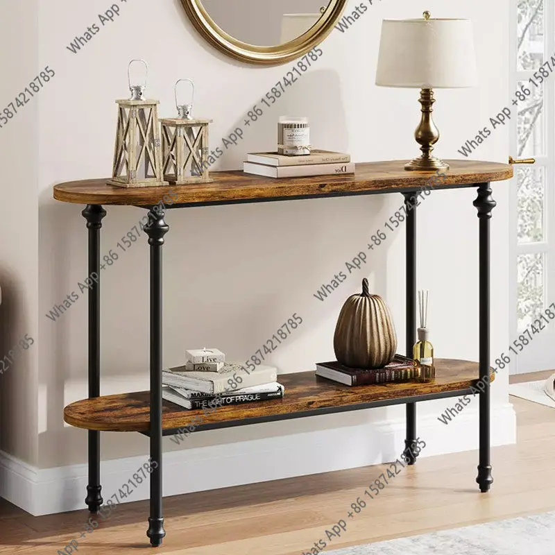 American solid wood home stay homestay foyer, porch cabinet, double-layer wooden end view table, bookshelf