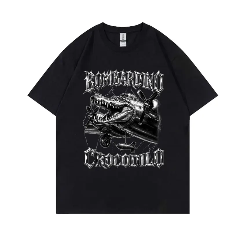 

Italian Brainrot Bombardiro Crocodilo Graphic T Shirts Crocodile Plane Bomber Funny Meme T-shirt Men Women High Quality Tshirt