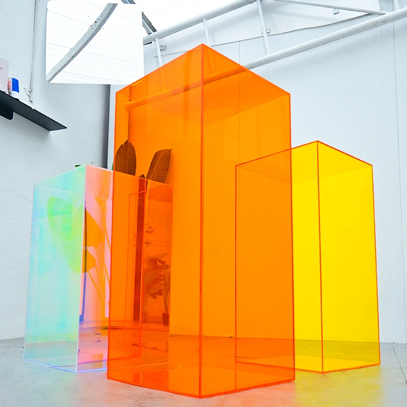 High-end store decoration, colored acrylic five-sided box, clothing store display props