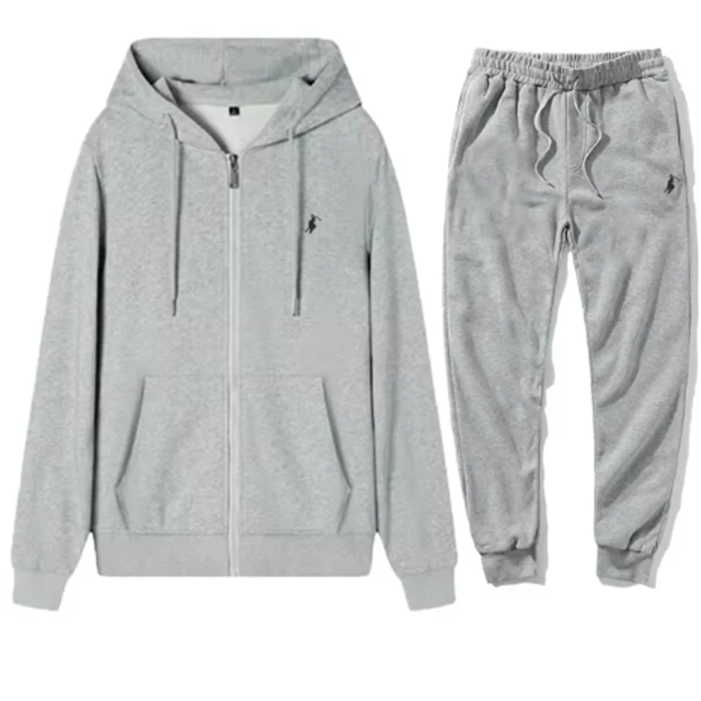 Set aus Kapuzenpullover und Jogginghose mit Reißverschluss für Herren und Damen, klassischer Pullover, Sportjacke, Samt mit langen Ärmeln, Marke,