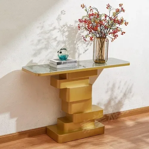 

Italian Minimalist Console Table Stone Plate Living Room High-End Corridors Hallway Entrance Curio Cabinet