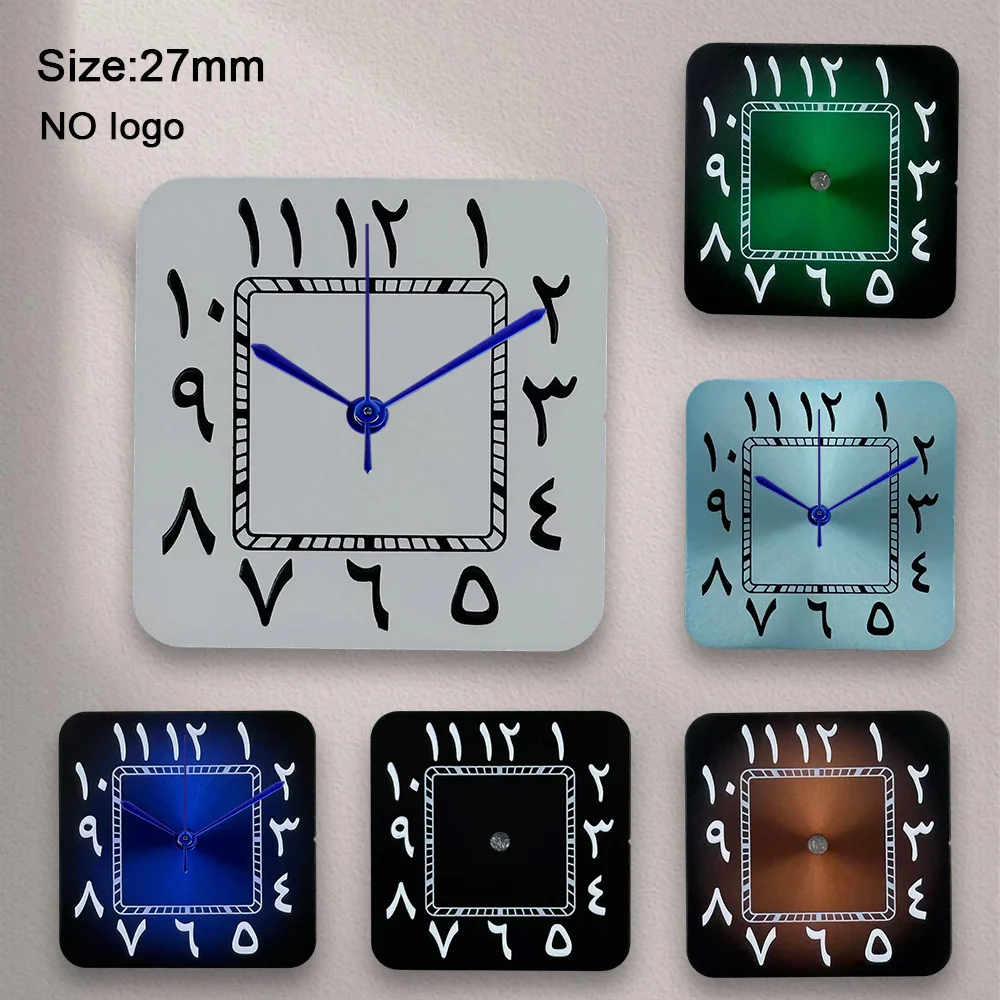 No Logo 27mm Arabic numeral Square Dial For NH35 Movement High-Quality Watch Dials Hands Watch Modification Accessories