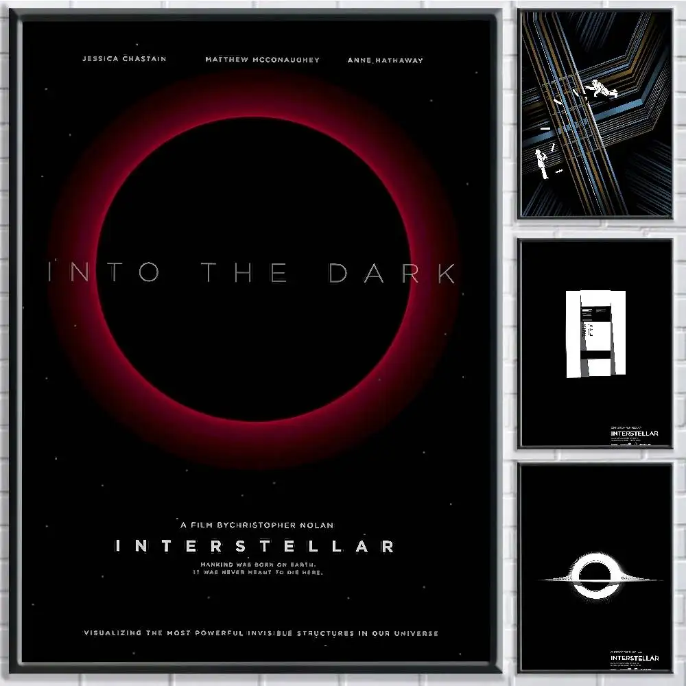 Art Canvas Painting Interstellar Movie Wall Poster Self-adhesive Art Waterproof Paper Sticker Coffee House Bar Room Wall Decor