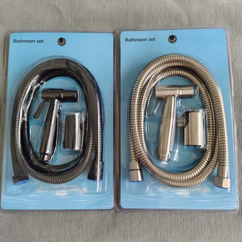 Stainless steel toilet significant other spray gun three-piece set flush pressurized nozzle