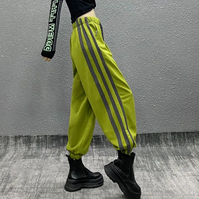 2023 Autumn Women\'s Side Stripe Loose Sports Casual Pants Fashion High Waist Slim and Comfortable Versatile Hooded Lantern Pants