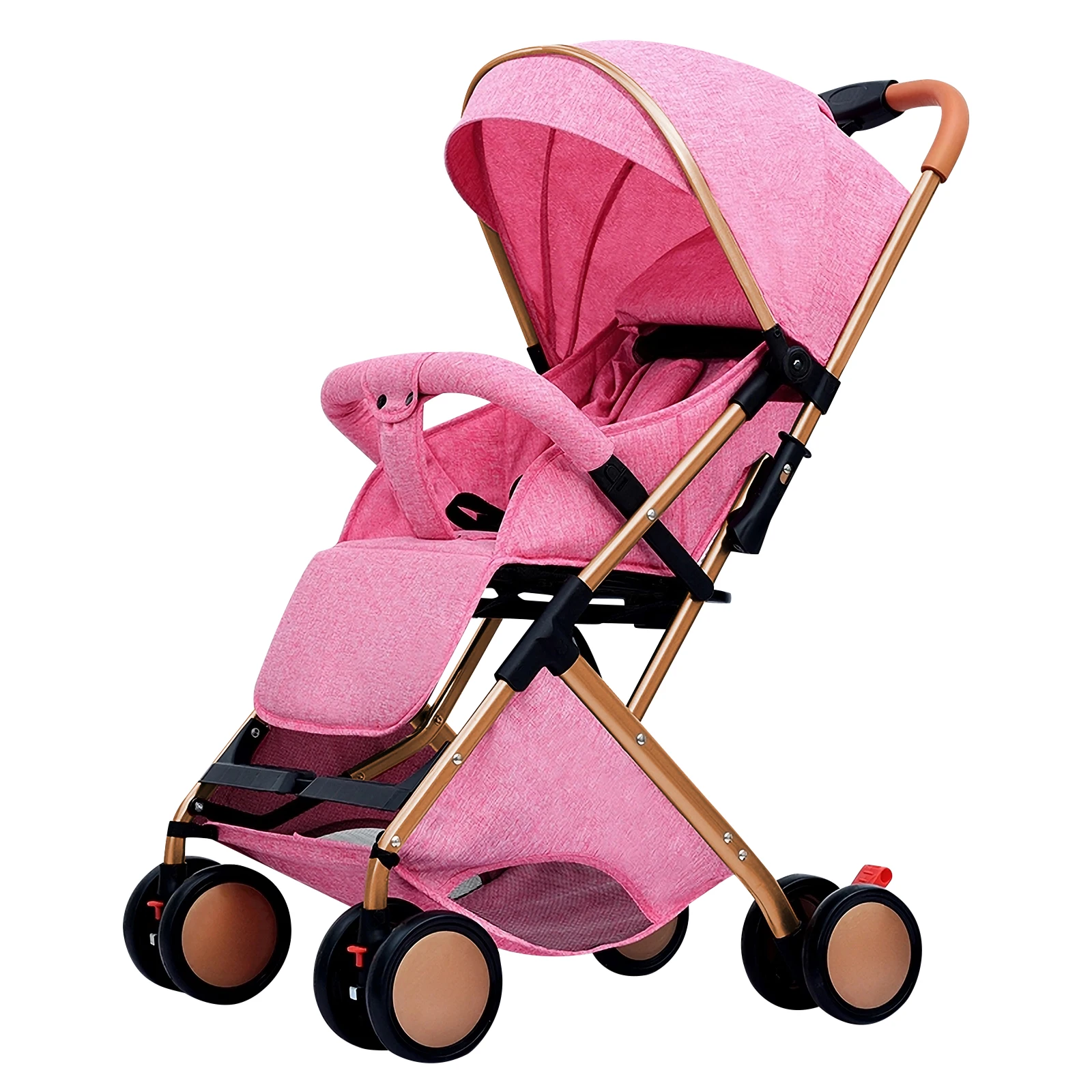 Stroller, Shopping Basket with Unfolding Function, Telescopic Traction Handle, Urban, Reclining Backrest, Harness, Quick Folding System,