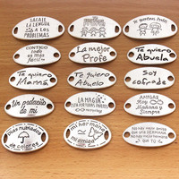 Spanish Message Words Mama Papa Connectors Pendant Tibetan Silver Bracelet Clasps Beads Accessories 38x19mm 23x43mm 5pcs K06330
