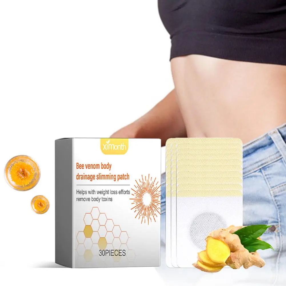 30pcs/Pack Bee Lymphatic Drainage Slimming Patch Body Sculpting Belly Stickers Fat Burning Weight Loss Body Firming Waist Care