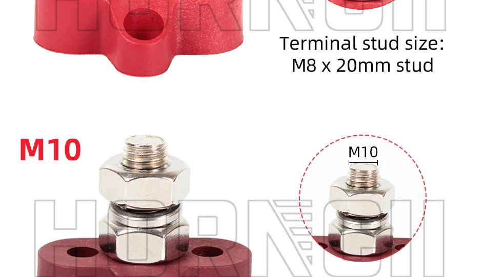 Terminal Block Stud M6 M8 M10 DC 48V Bus Bar Leistung Terminal Block Positive Negative Feste verdrahtung schrauben für lkw RV Schiff Boot – Detail 5