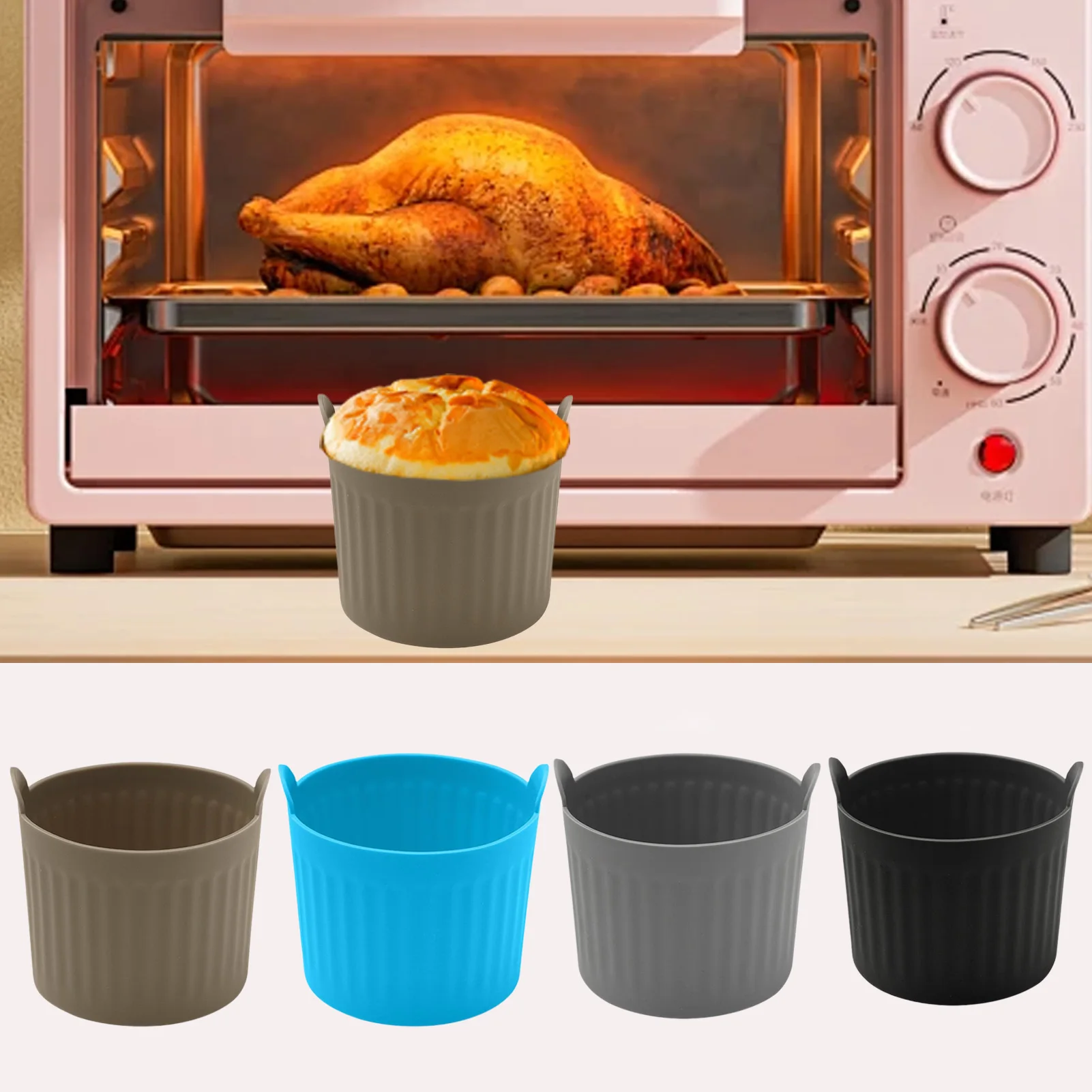 Baking Cup Liners Air Fryer Nonstick Muffin Cup Mold Reusable Liners Baking Supplies Kitchen Utensile Fits Microwave Ovens Hot