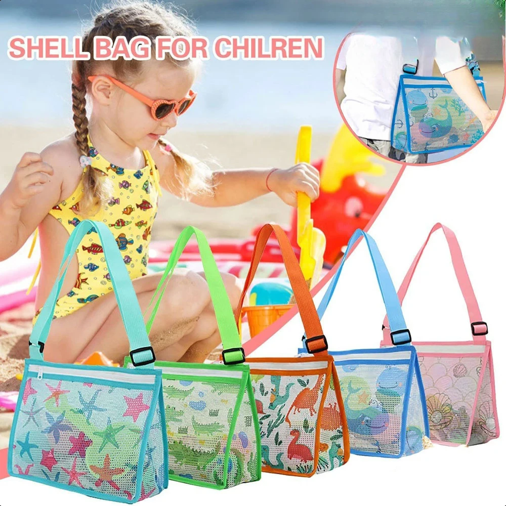 

Foldable Beach Bag Beach Mesh Toy Seashell Tote Kids Toy Storage Bag