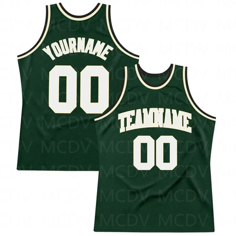 Custom Hunter Green Green- Authentic Throwback Basketball 3D Print Team Name Number Vest Game Practice Clothes Adult/Youth