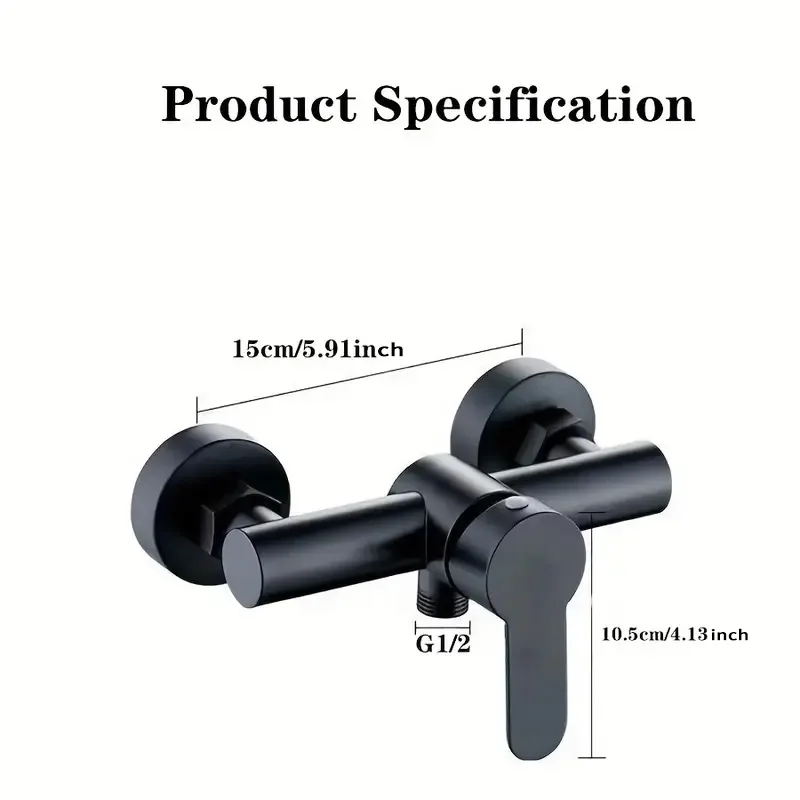 Modern stainless steel shower faucet, polished chrome, ceramic valve, hot and cold water mixer, no electricity required, instruc
