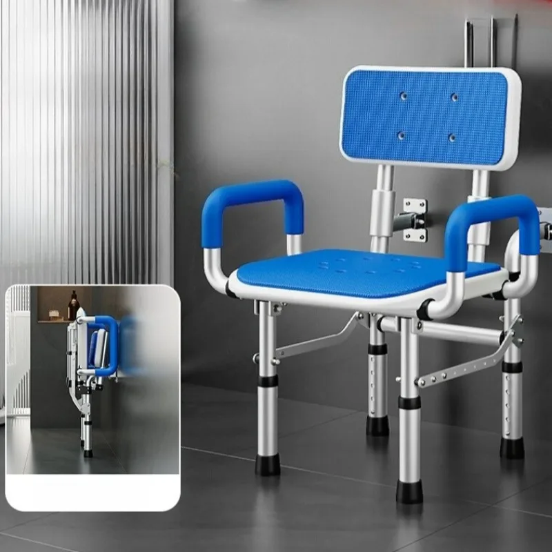 

Flip Up Fold Shower Chairs Height Adjustable with Armrests and Backrest for Shower or Bathtub Non-Slip Shower Stools for Elderly