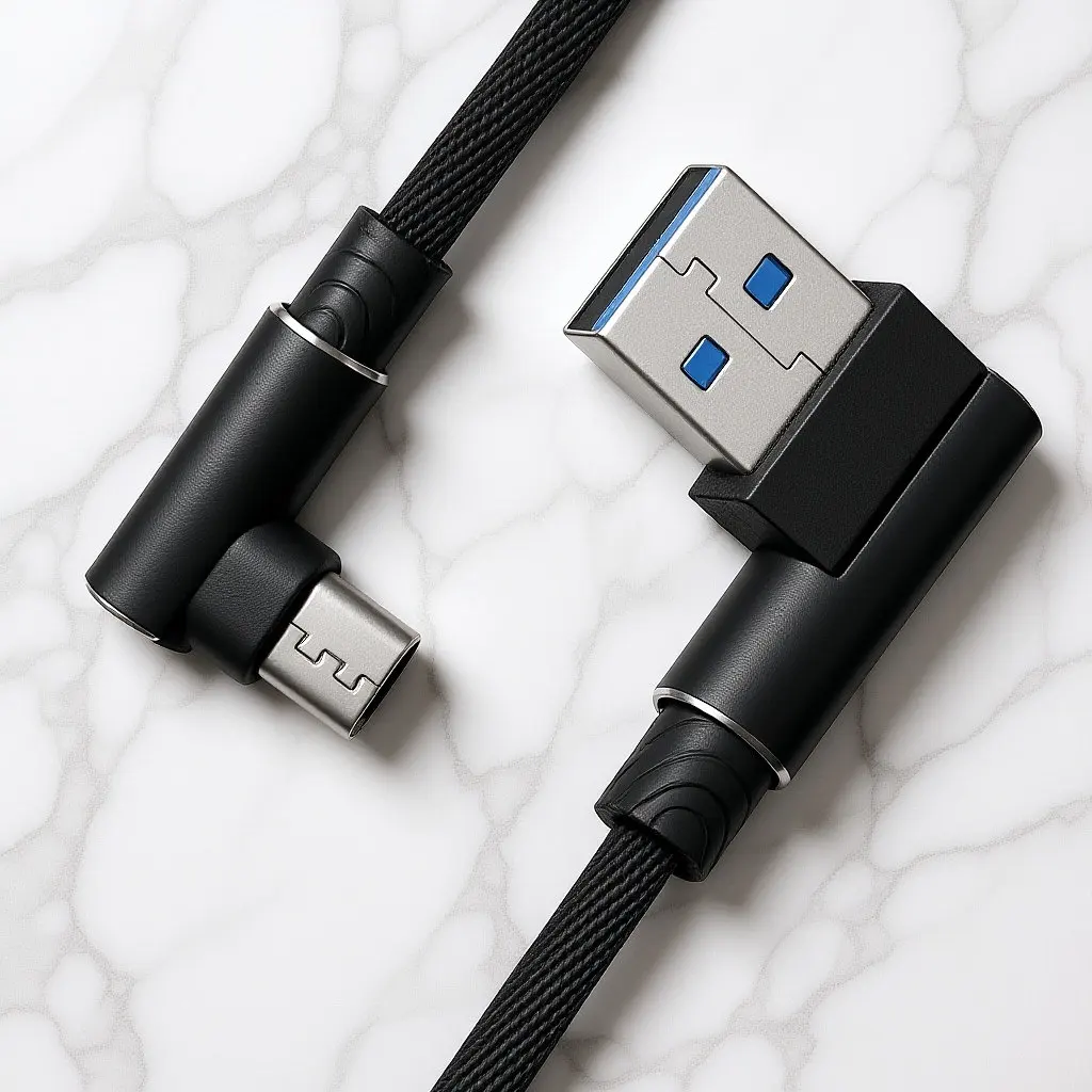 1M Micro USB Cord 90 Degree Braided Nylon Cable High Speed Charging Sync Thickened Copper Wire for Universal Devices