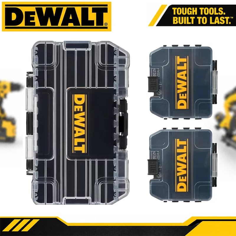 DEWALT TSTAK Mini Black Tough Tool Case, Medium 1PCS / Small 2PCS Set, Stackable Hard Shell Parts Storage Organizer Box