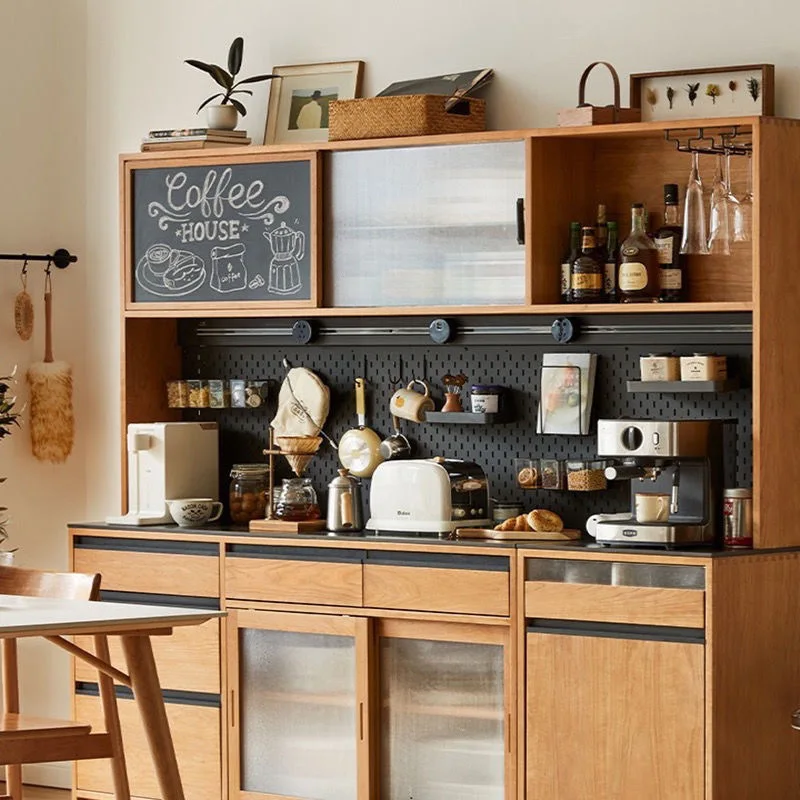 Nordic solid wood dining side cabinet, Japanese cherry wood wall storage, household kitchen storage integrated cabinet