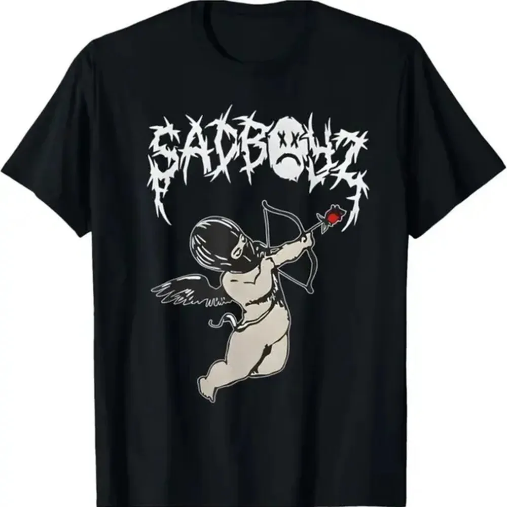 Men's Corridos Tumbados Graphic T-Shirt - Sad Boyz Junior H Music Print, 100% Cotton Unisex Fitted Short Sleeve Top, Breathable Round Neck, Machine Washable Casual Tee for Concerts Cafes Trips, Short Sleeves Keep Arms Free to Move