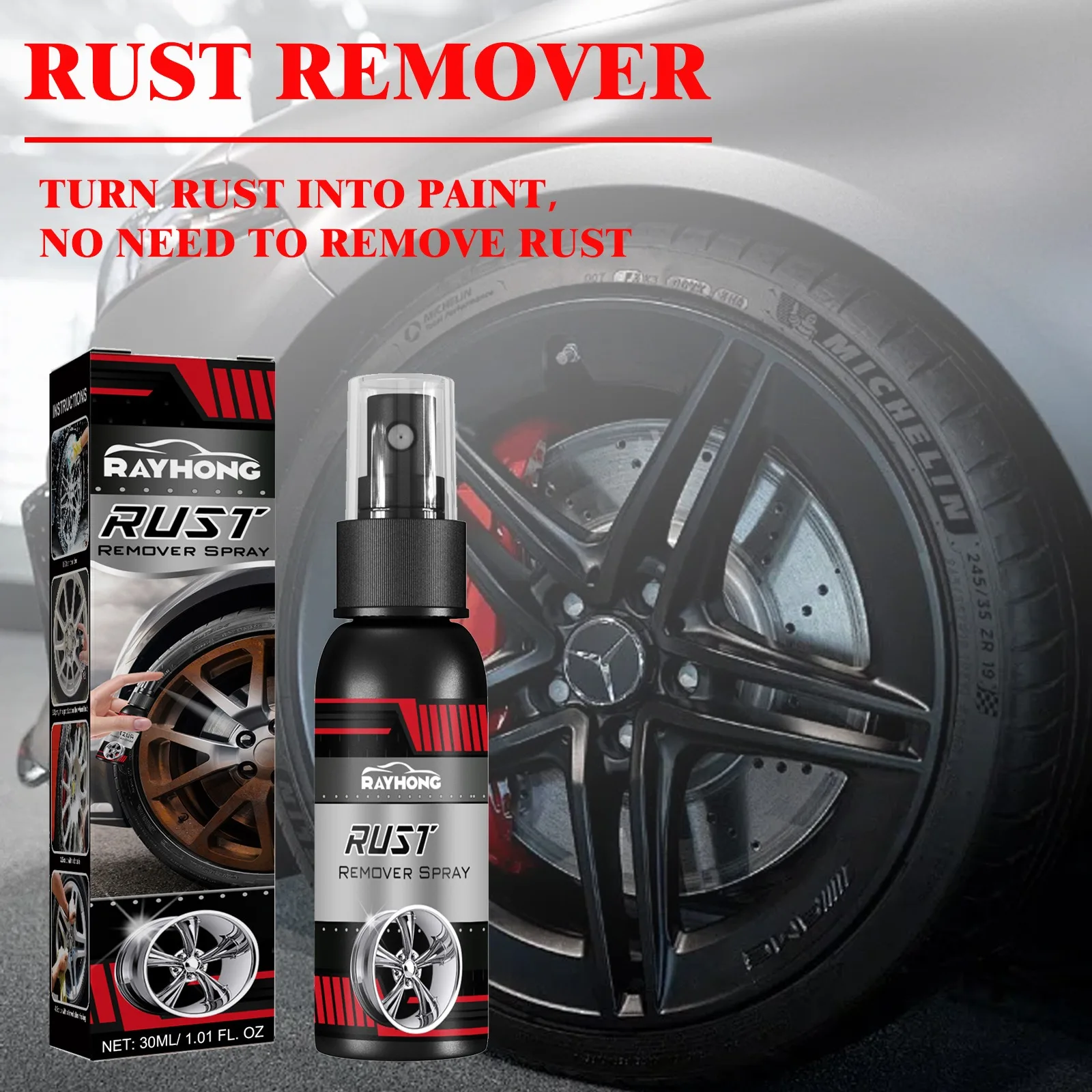 

Средство для удаления ржавчины на колесах автомобиля, чистка ржавчины с краской автомобиля, удаление пятен, осветляющее средство, средство для удаления ржавчины