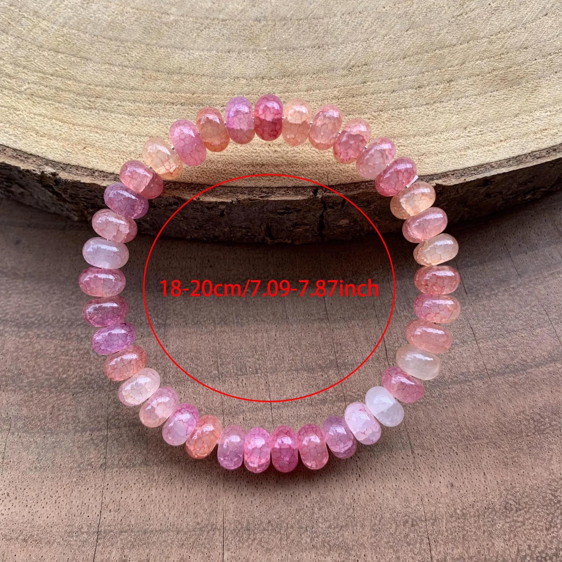 Modisches Armband mit rosa, rissigem Glasperlen-Design, handgefertigt, schlichter Stil, für Damen und Herren, ideales Geschenk für die Feiertage.