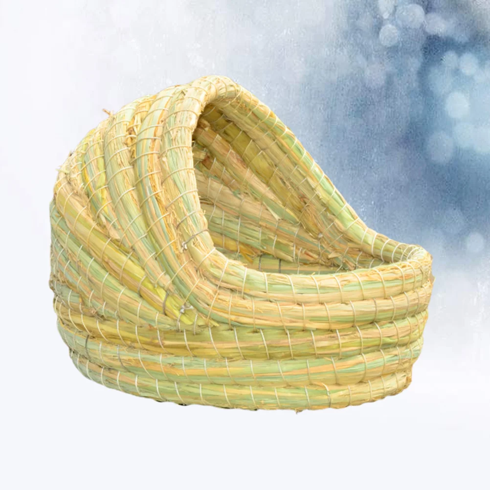 

Hamster House Straw Braid Pet Nest Warm Bed Hideout Platform Squirrel Small Animal Cage Nest Size Small