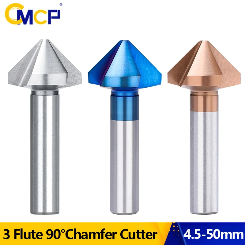 

CMCP Chamfer Cutter 4.5-50mm 3 Flute 90 Degrees HSS CNC Drill Bit Wood Metal Hole Cutter Countersink Drill Bit Drilling