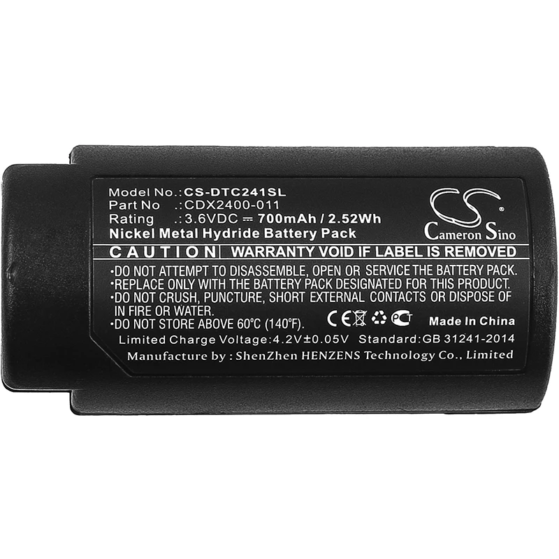 CS Replacement Battery for CorDex ToughPIX I,ToughPIX II Trident,TP2410XP PN:CDX2400-011 700mAh / 2.52Wh