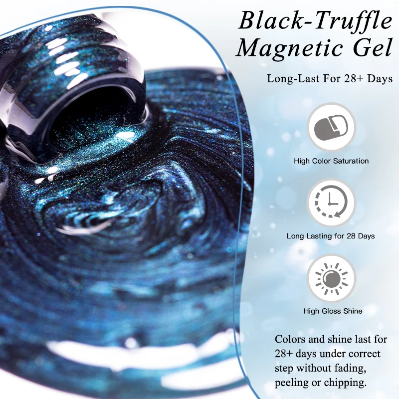 12 قطعة أسود الكمأة القط المغناطيسي هلام مجموعة طلاء الأظافر الزجاج حبة تأثير نقع قبالة الأشعة فوق البنفسجية هلام الورنيش مع قاعدة معطف فوقي مستلزمات الأظافر #6