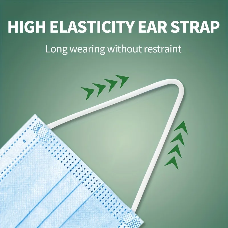 50 قطعة من قناع HENGPIN الأزرق القابل للتصرف مكون من 3 طبقات قناع واقٍ من الغبار قابل للتنفس لقناع العمل اليومي أثناء السفر #3