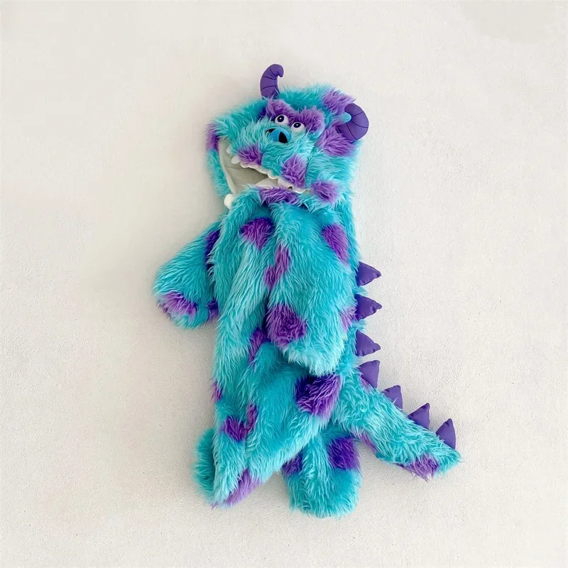 Fluffy Sully Monster Costume Kids Funny Outfit Blue Animal Cosplay Baby Boy Girl Winter Clothes Warm Romper Halloween Cow Suit