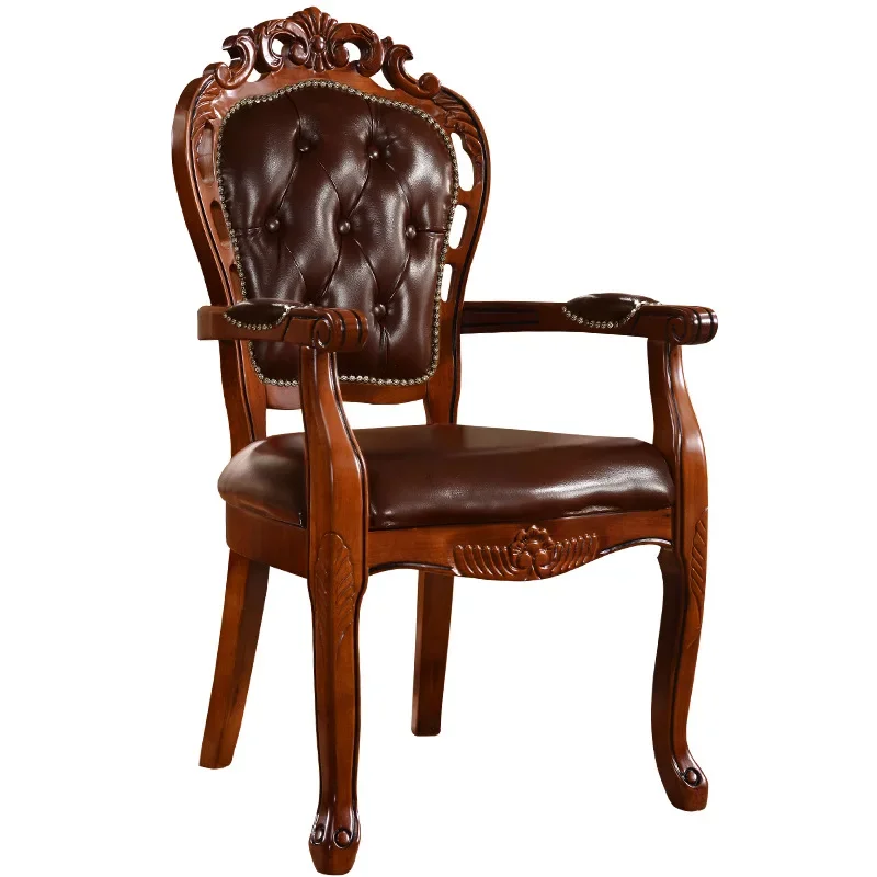 HOT European Style, Dining Chair, American Style, Chair, Home, Backrest, Solid Wood, Retro, Armrest, Hotel, Restaurant