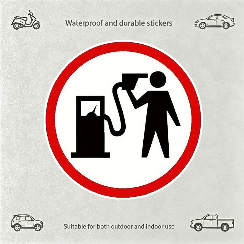 Humorous Car Sticker Auto Decal Fuel Pump Sign Red Circle Gas Station Symbol Vehicle Bumper Sticker Art