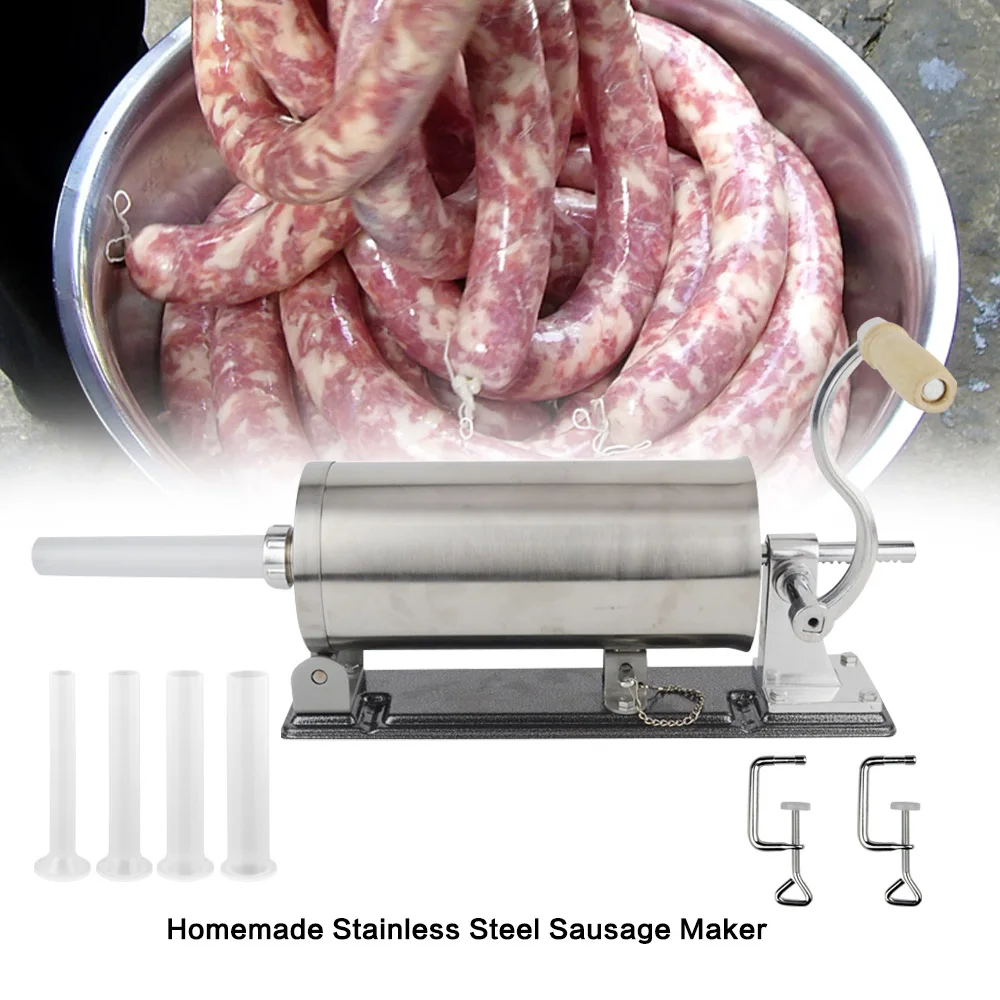 3L Sausage Stuffer Manual Sausage Machine Stainless Steel Sausage Filler Sausage Maker Kit for Home Commercia