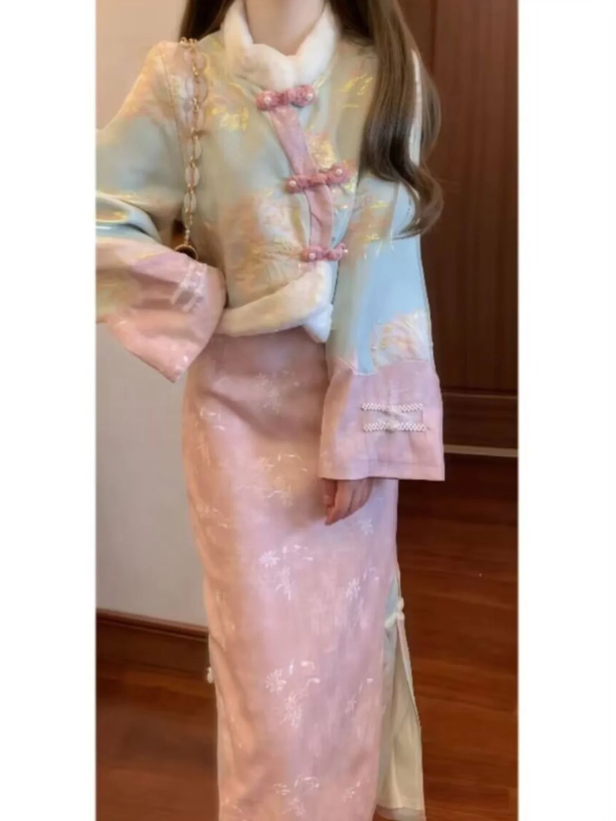 

New Chinese Style Fashionable High-End Two-Piece Set Elegant Lady Spring New Arrival Comfortable Cotton Long Sleeve round Neck