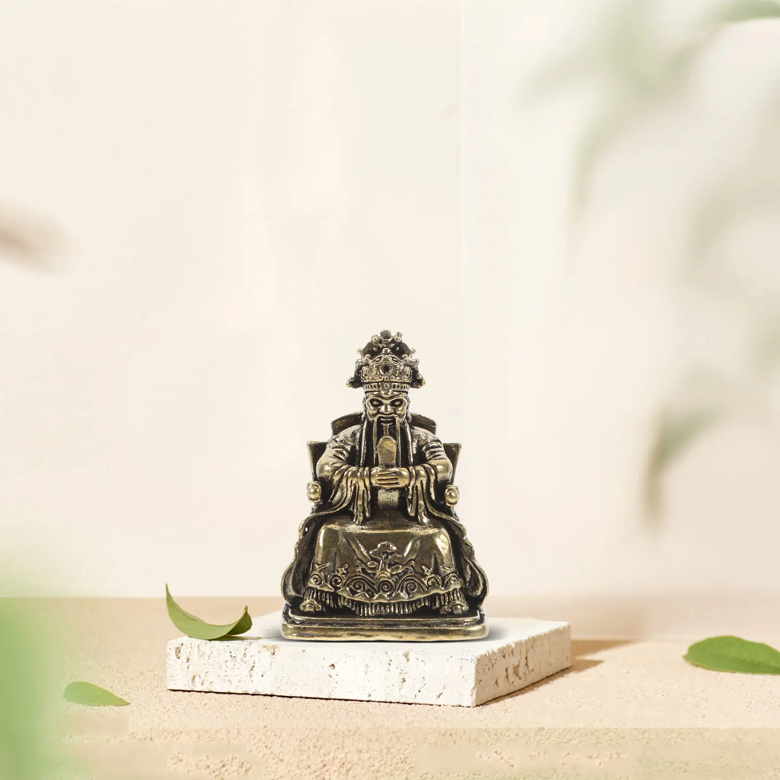 Feng Shui Brass Dragon of Wealth Sculpture Cai Shen Buddha Statue for Living Room Study Desk Home Office Decor Good Luck