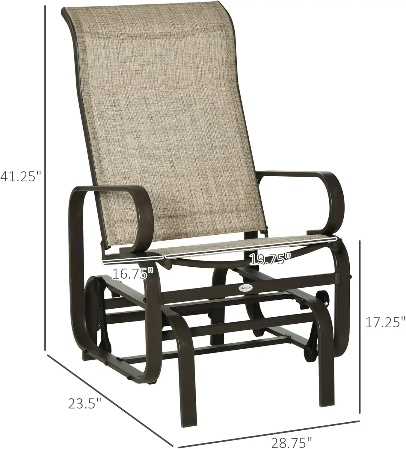 

Outdoor Glider Chair, Gliders for Outside Patio with Smooth Rocking Mechanism and Lightweight Construction for Backyard, Tan